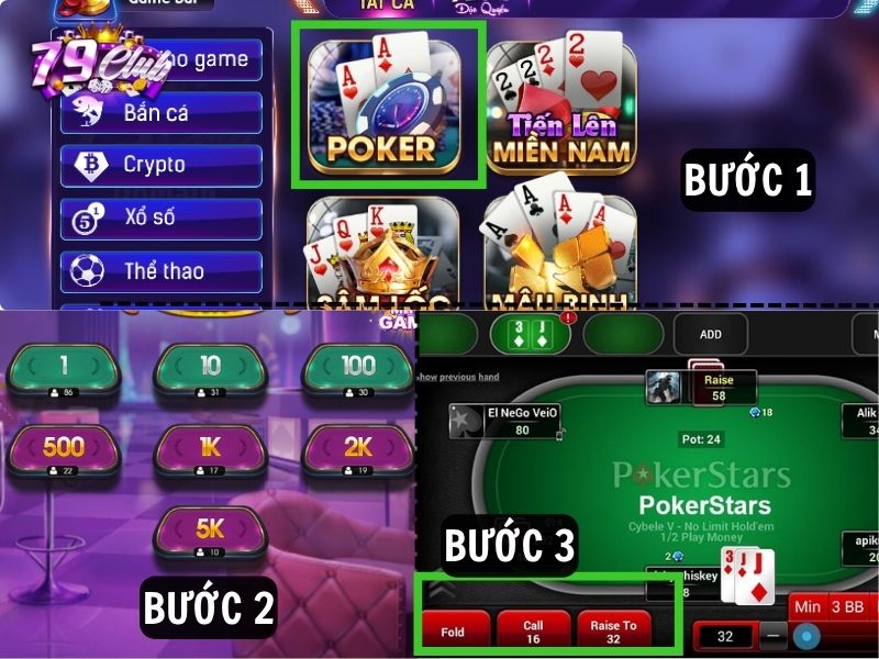 huong dan cac buoc tham gia poker tai 79club